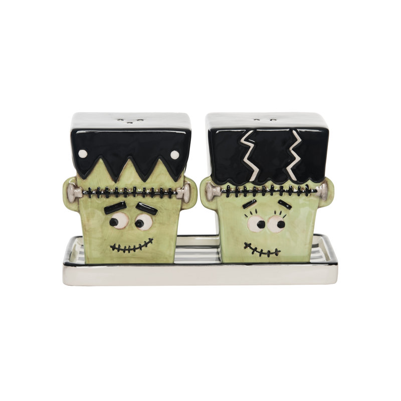 Ensemble de 3 assiettes et assiettes décoratives 5,5 po Transpac Halloween Frankenstein
