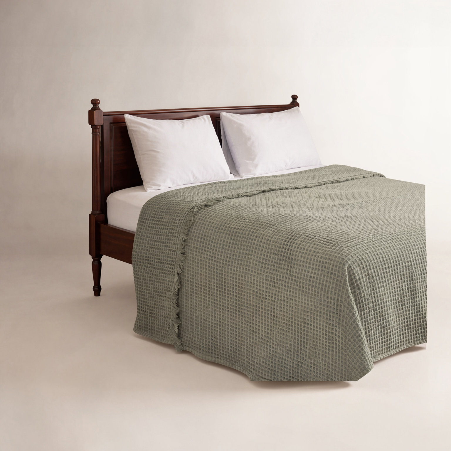 Turkish Cotton Coverlet Set, Sage Green - King