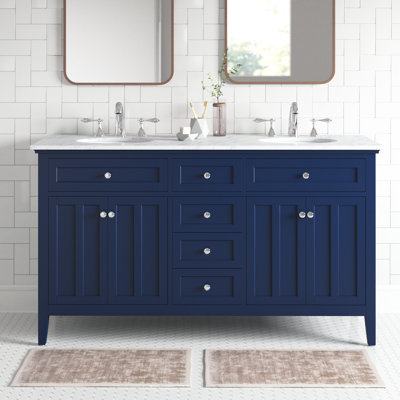 Ain 60'' Double Bathroom Vanity with Marble Top
