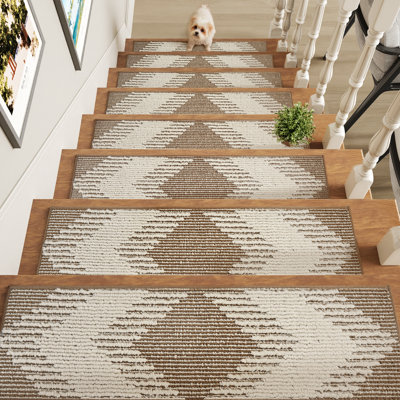 Tapis d'escalier antidérapant Boho (ensemble de 15)