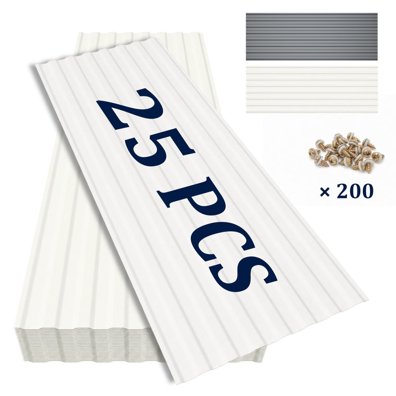 25 panneaux de toiture en PVC ondulé pour toitures extérieures et murs, White