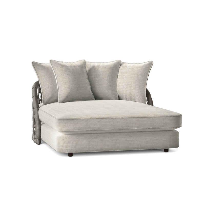 Bali 57" Wide Outdoor Wicker Patio Daybed with Cushions, Beige Linen 6025-012