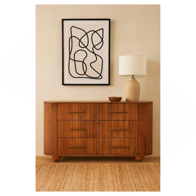 Solid Wood Ridgefront Chest – Amber Oak,6-Drawers