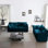 2 canapés de salon en chenille bleue Structure en bois, tissu haut, rembourrage en éponge confortable. Idéal pour le bureau à domicile, le salon 2, le revêtement, la fabrication solide, le rembourrage,