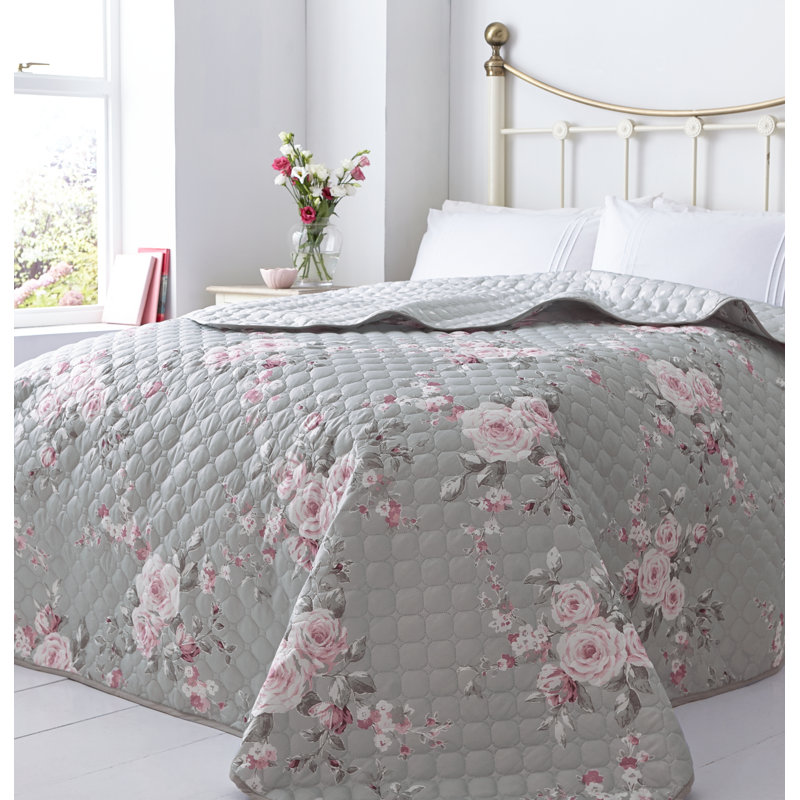Canterbury Floral Reversible Bedspread, Grey, 240 x 260 cm Bedspread