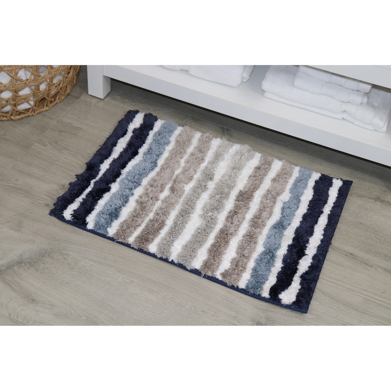 Tapis de salle de bain, tapis de bain absorbants très doux, antidérapant, séchage rapide, lavable à la machine, confort moelleux pour le plancher de la salle de bain, la baignoire, la douche et les accessoires de décoration intérieure, 17 x 24, bleu marine