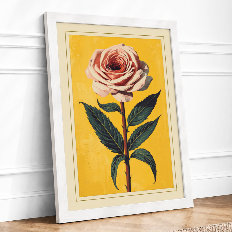 Single Bloom In Gold Botanical - Print, A3 - 42.0 x 29.7 cm, White