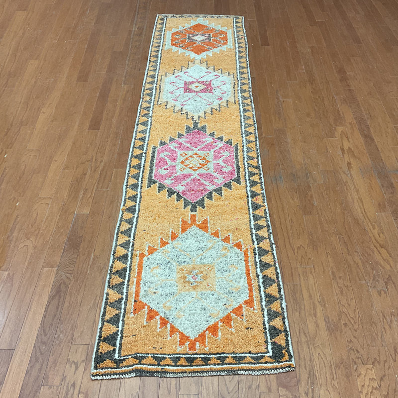  Handmade Turkish Oushak Wool Runner
