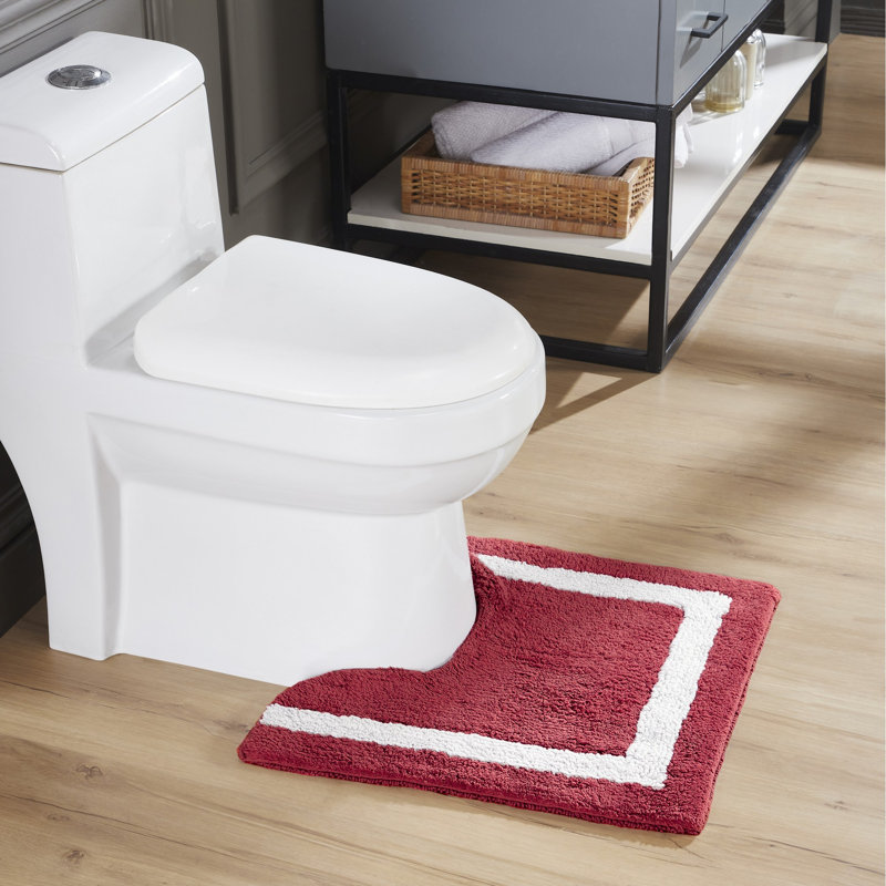 Tapis pour salle de bain Widman, Rouge / Blanc, Contour 20 po x 20 po