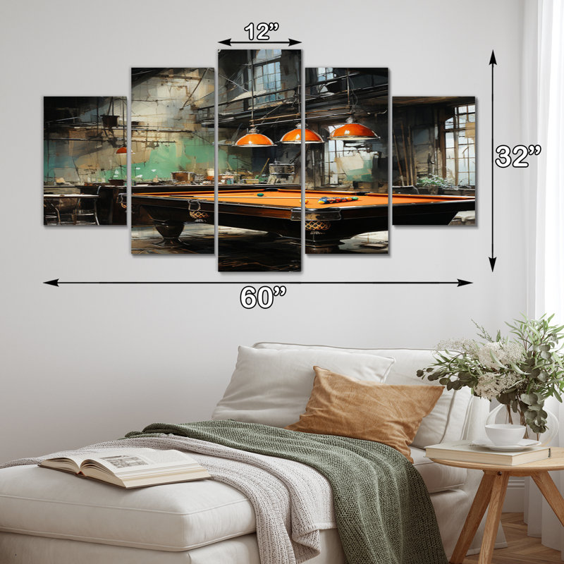 «Billard Industrial Game III» sur toile, reproduction de 5 pièces
