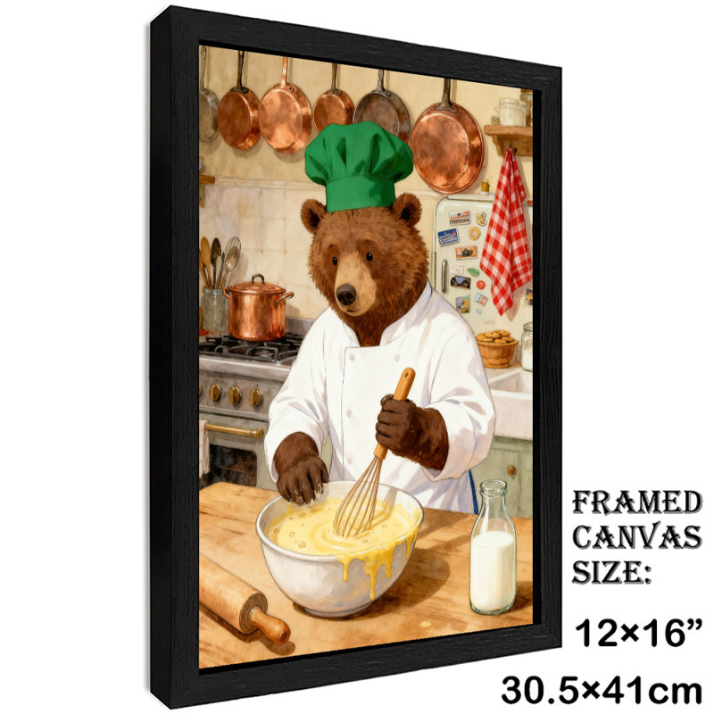Art encadré noir avec chef rétro qui cuisine des impressions encadrées de style rétro, H 17 po x l 13 po