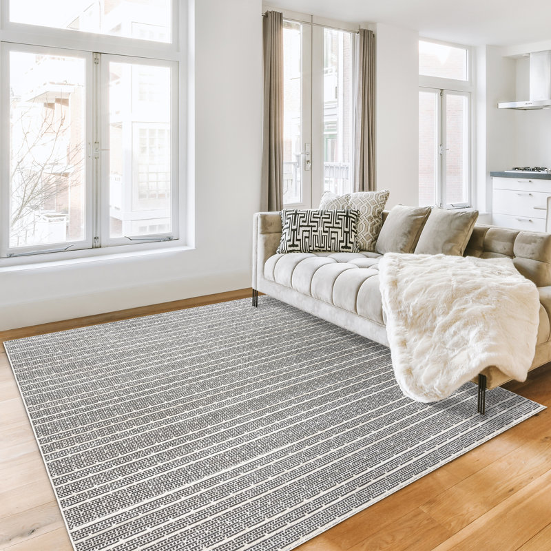 Miesner Dario Modern Striped Polyester High-Low Indoor Area Rug, Rectangle 7'1 x 10'