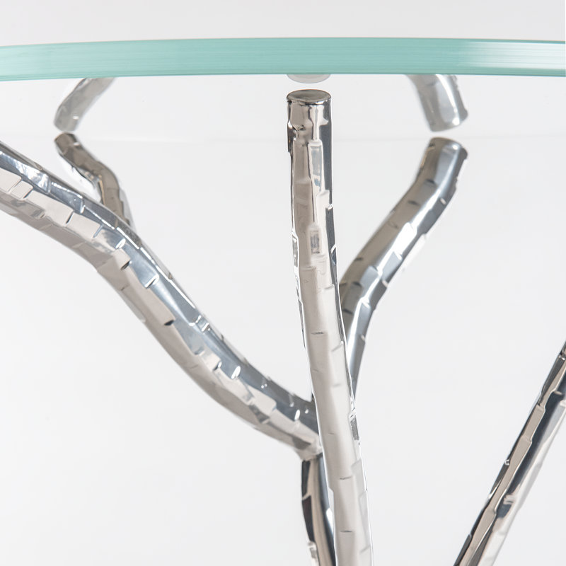 Brindille Glass Top Accent Table, Sterling