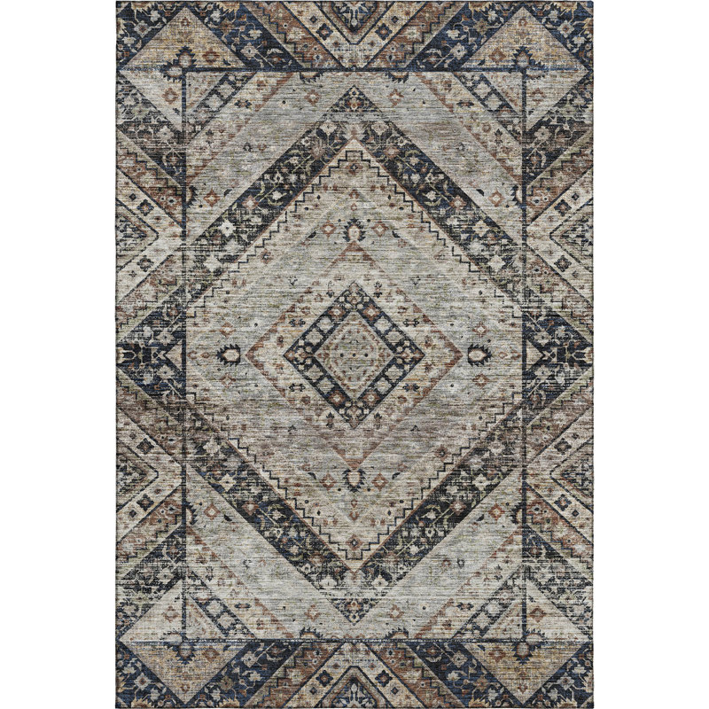 Premium Machine Washable Mayfield AMF2195 geometric Rug, 9' x 12', Black