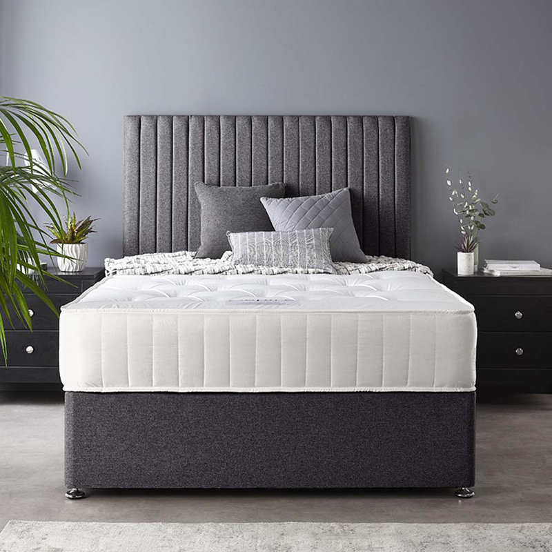 Soho Pocketsprung Divan Bed Set, Super King (6'), Charcoal, 4 Drawers