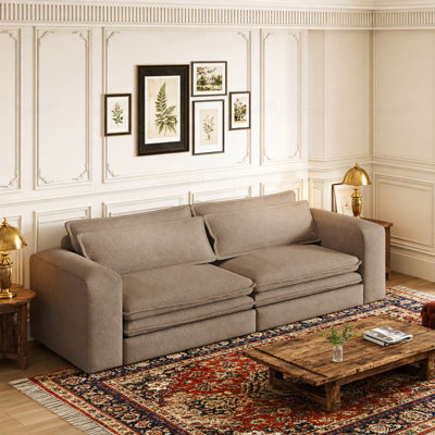 King Size Sleeper Sofa Bed, Pull Out Sofa Bed, 3 in 1 Convertible Sleeper Sofa, Chaise Lounge,3 Seat Teddy Couch with 2 Lumbar Pillows for Living Room