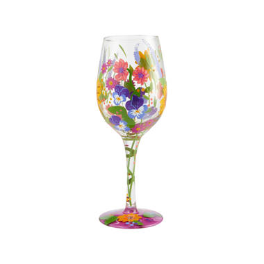 LOLITA GOLDEN PEACOCK WINE GLASS~ HAND PAINTED! GORGEOUS! WITH GIFT BOX 15oz