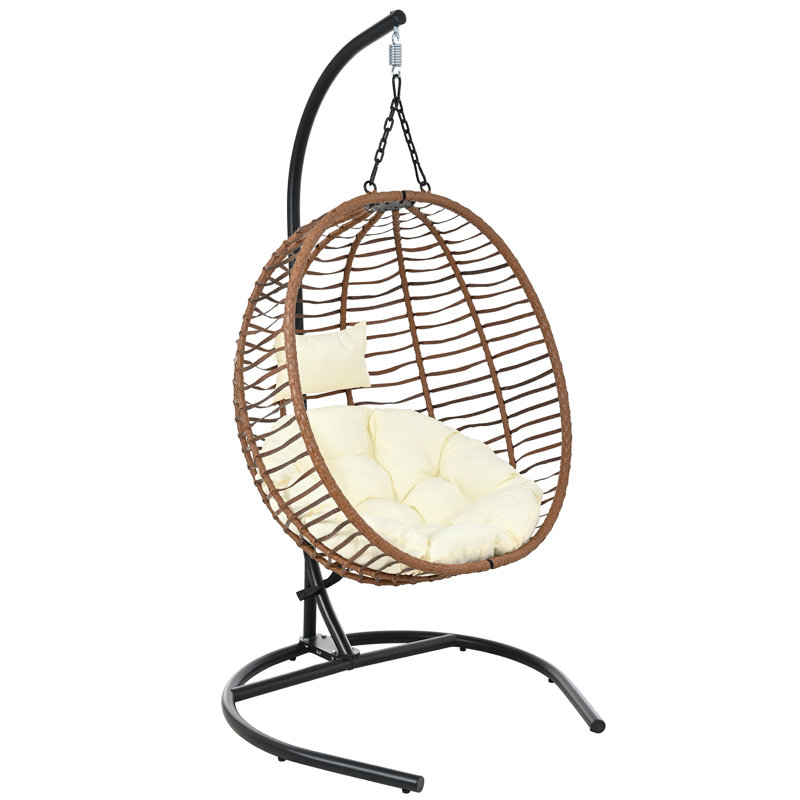 Hanging Chair With Stand, Brown, Beige