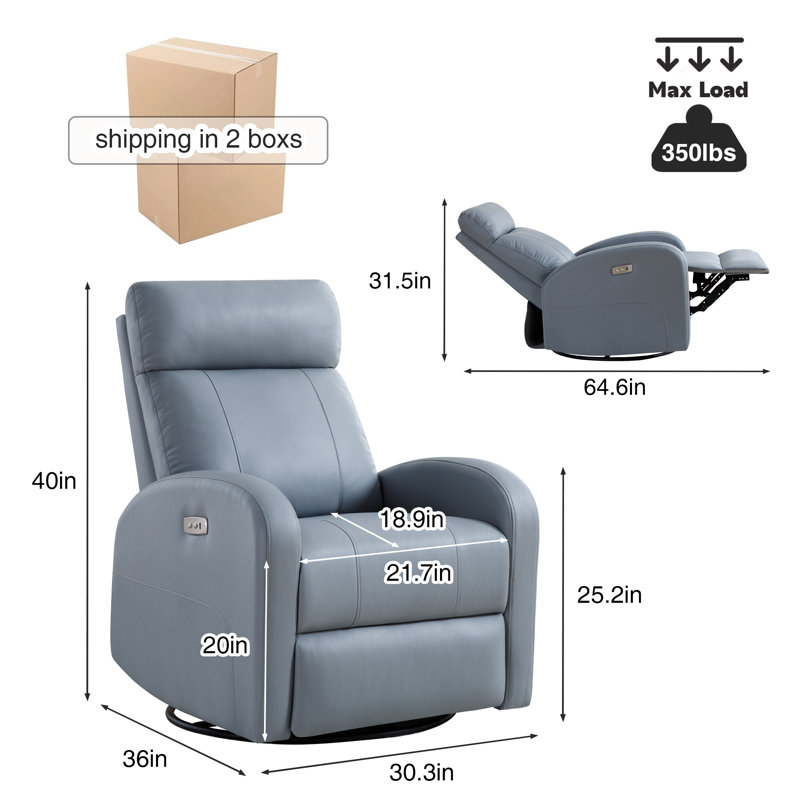 Laylana 30.3''Power Swivel Rocker Recliner Chair, Blue