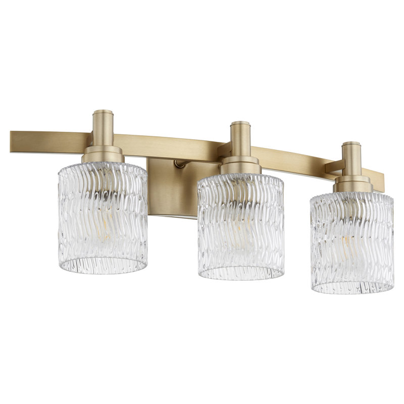 Stadium 3-Light Aged Brass Vanity, Aged Brass
