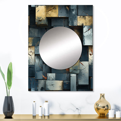 Illusion de mur en béton industriel Zaevion - miroir en brique unique, grand miroir imprimé graphique