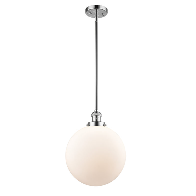 Clermont 1 - Light Single Pendant, Polished Chrome, Matte White, Incandescent