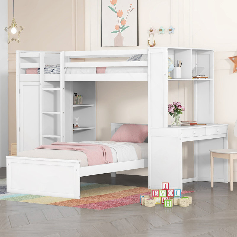 Lit mezzanine avec support Kelilah, Blanc