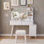 Bureau de coiffeuse avec miroir, armoire d'appoint, tiroirs et tabouret