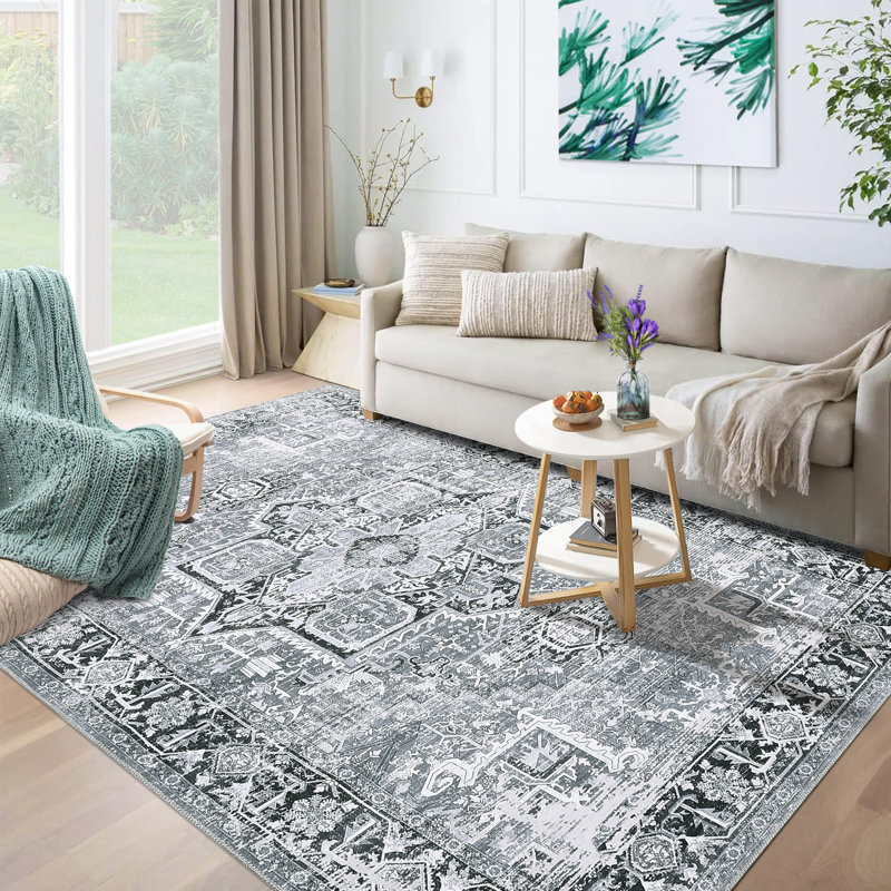 Persian Style Anti-Slip Area Rug for Living Room Bedroom and Home Decor Washable Rugs Vintage Rug for Dining Room