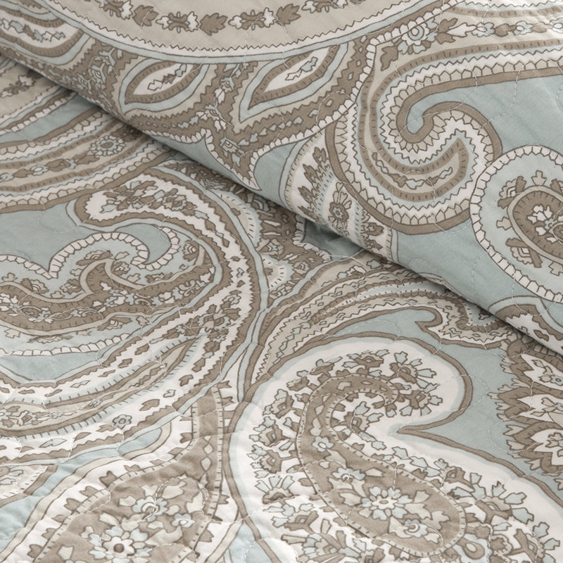 Ensemble de courtepointe 100% coton bleu roi / californien 4 pièces avec coussin décoratif Ronan, Bleu