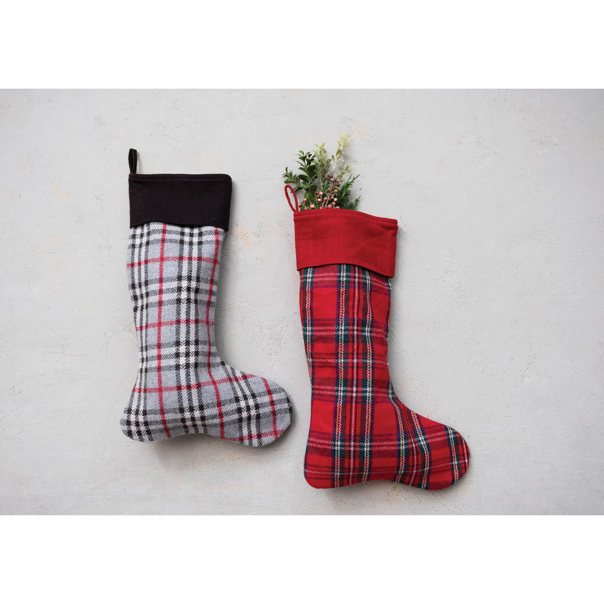 Woven Wool Blend Plaid Stocking