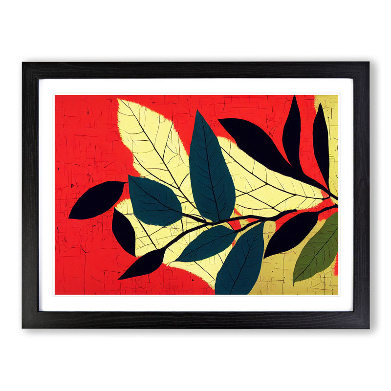 Evocative Leaf - Single Picture Frame Print, Black, 25cm H x 34cm W x 2cm D