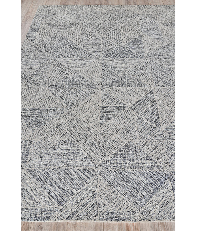 Caprice Geometric Handmade Tufted Area Rug, Rectangle 10' x 14', Gray