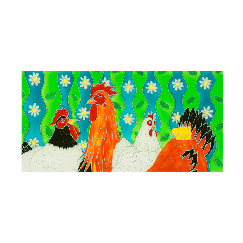 Art sur toile, "Chickens On Canvas" par Kims, H 12 po x l 24 po x P 2 po