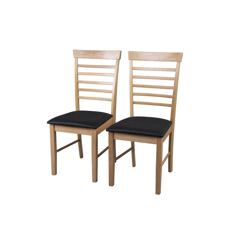 Bowerbank 46cm H Polyurethane Upholstered Ladder Back Side Chair, Light Oak