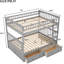 Lit double superposé au-dessus de couleur grise, avec tiroirs pratiques, tiroirs convertibles Construction - Pompes de chambre à coucher-1379141555-1379141553