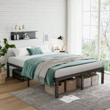 Edmonson Bed Frame with Storage 14 Inch High Heavy Duty Metal Platform Bed