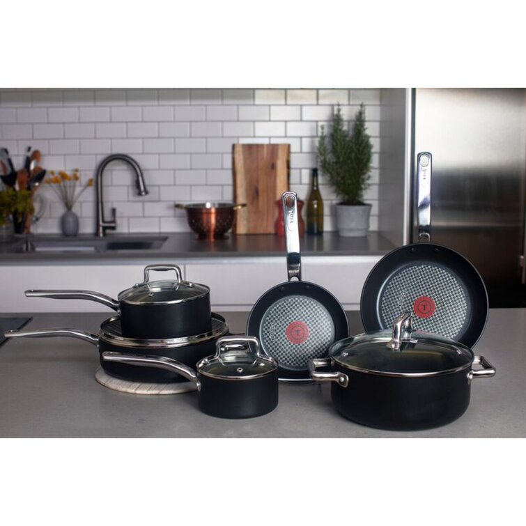 T-fal Prograde 10-Piece Titanium Nonstick Cookware Set in Black