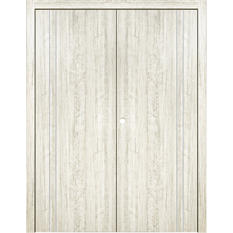 Double porte intérieure stratifiée HG-002VR, Bois d'aloès clair, 48 po x 80 po, Droite / vers l'intérieur