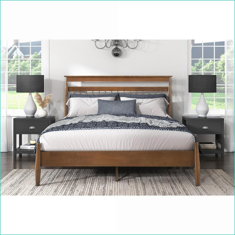 Base de lit plateforme en bois grand format - Finition châtaignier, aucun sommier nécessaire pour la chambre à coucher