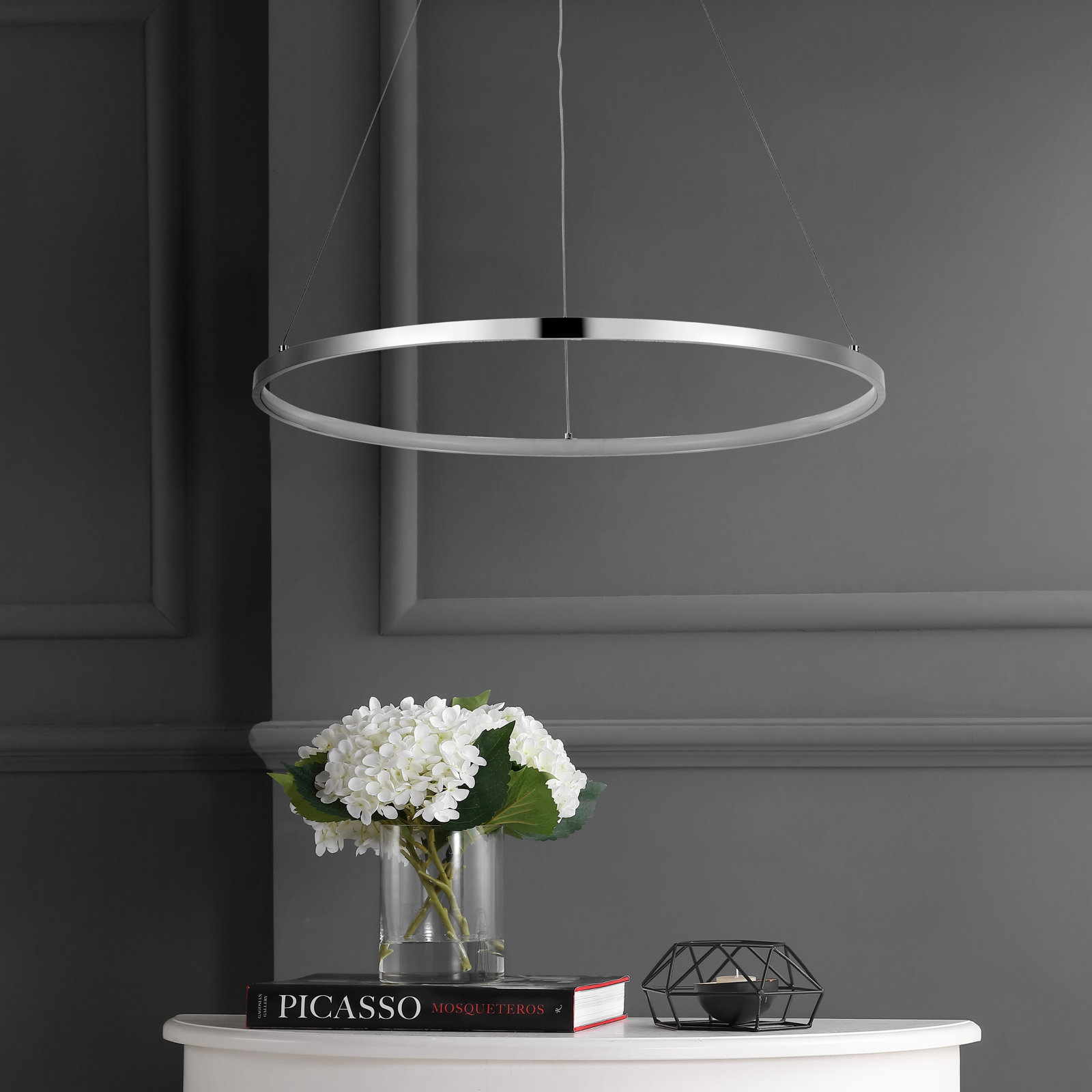 Odin Single Light Dimmable LED Pendant, Chrome, 0.75" H x 23.75" W x 23.75" D