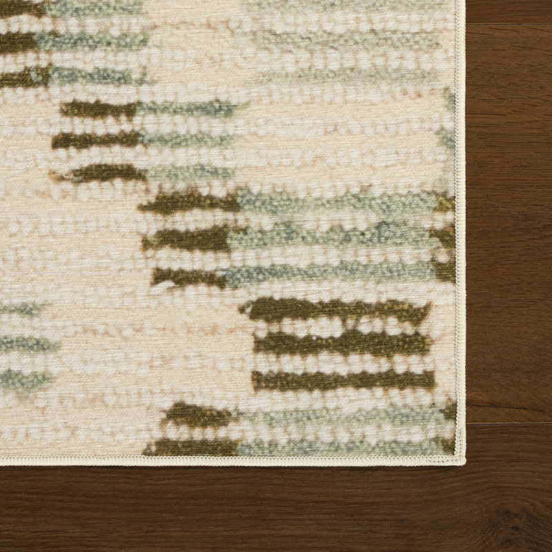 Diamond Cove Green Machine Washable Rug, Green, Rectangle 7'6" x 9'6"