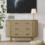 Commode à 6 tiroirs cannelée, commode en bois de style Mid-Century moderne de 47,2 po de largeur avec poignées dorées pour garde-robe de chambre à coucher