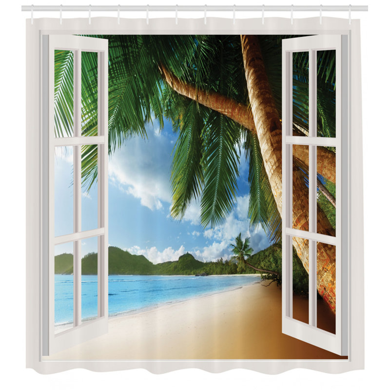 Beach Shower Curtain Set + Hooks, 84" H x 69" W