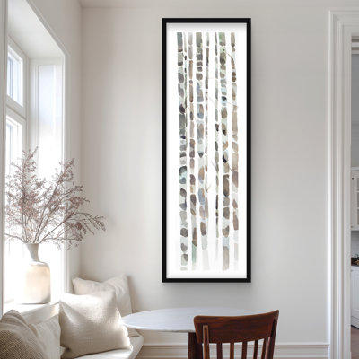 Watercolor Birch Tree Forest | Livingroom Blue Framed Print