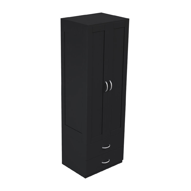 2 Door Engineered Wood Wardrobe, Black