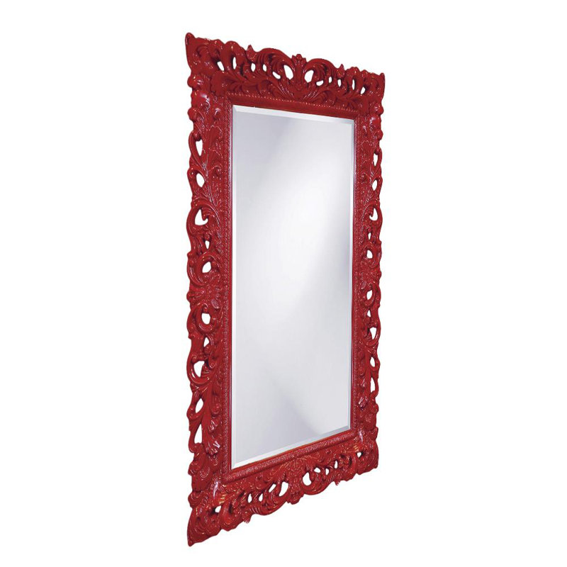 Luise Ornate Beveled Framed Accent Mirror, Red