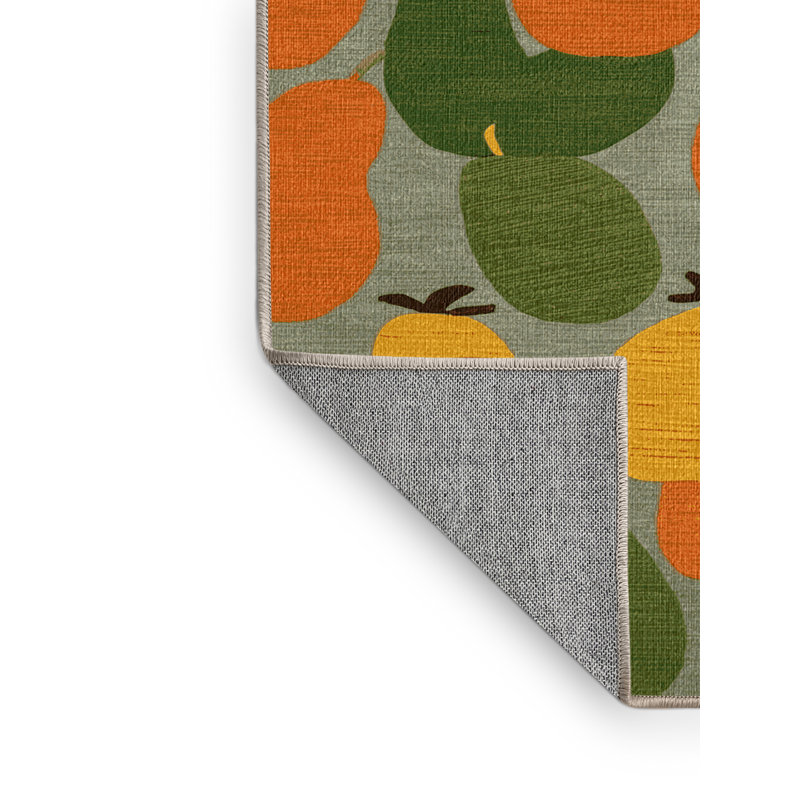 Washable Baobab Fruit Fruits Area Rug, Round 5'