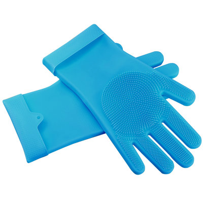 1 paire de gants de lavage en silicone pour brosse à vaisselle en éponge