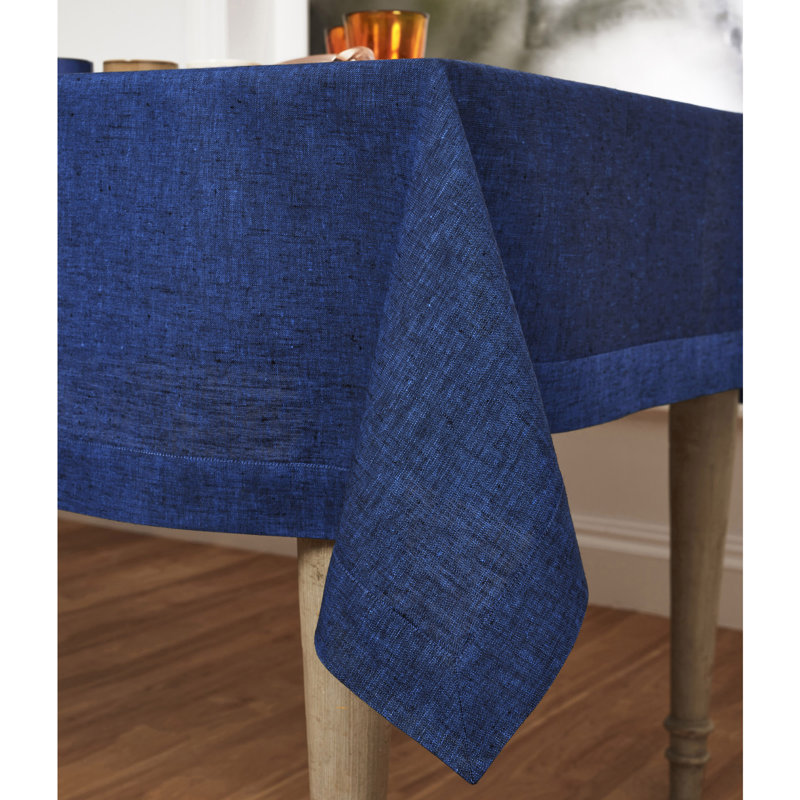100% Pure Linen Tablecloth - Athena, 108" x 60", Royal Blue